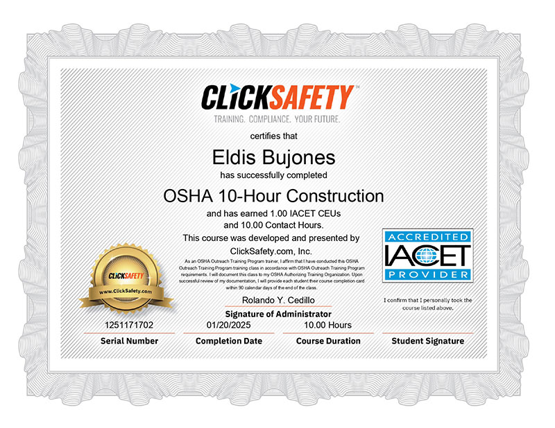 Certificate Click Safety